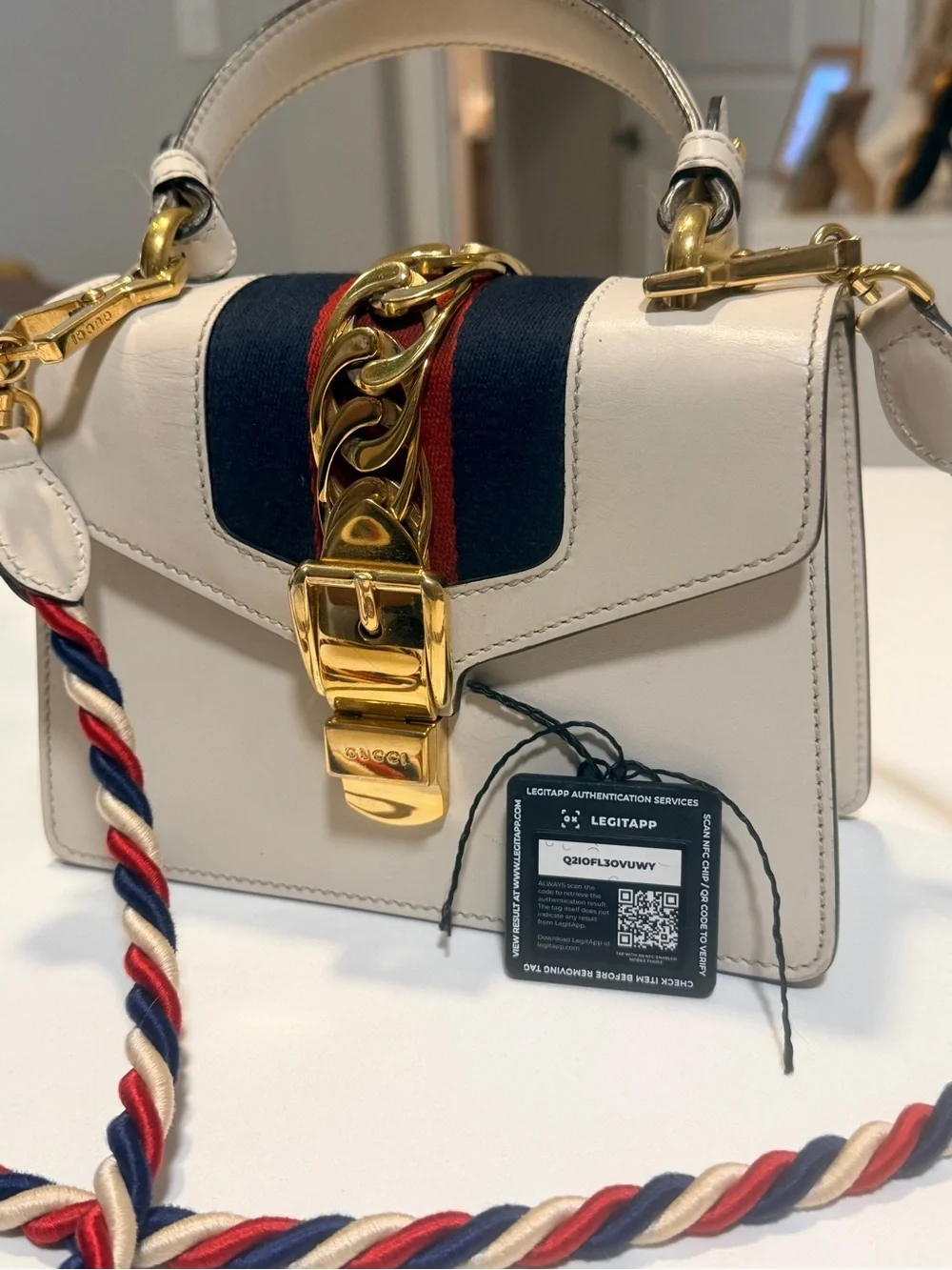 Gucci Sylvie Mini Top Handle Bag with Braided Strap, Dust bag and COA